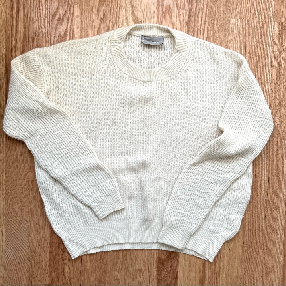 Everlane Ribbed Cashmere Crew Sweater in Ivory